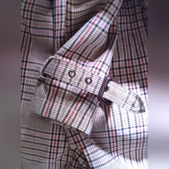 Express Design Studio Women's Multi Plaid Trench Rain Coat | Sz Large - Picture 6 of 8